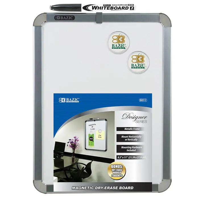 8.5" X 11" Magnetic Dry Erase Board w/ Marker &amp; 2 Magnets